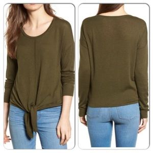 Madewell Modern Foliage Green Tie Front Sweater